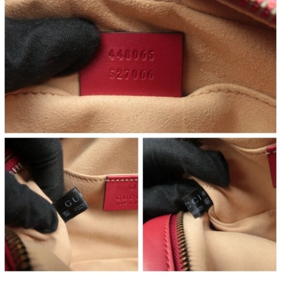 100% Authentic GUCCI GG Marmont Red Leather Shoulder Bag - Picture 11 of 12